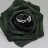 R0015 - Елегантен годежен пръстен от платина-950  - 6,25 гр. с естествен диамант 0,24ct. F-VS1 Цена - 1860 €